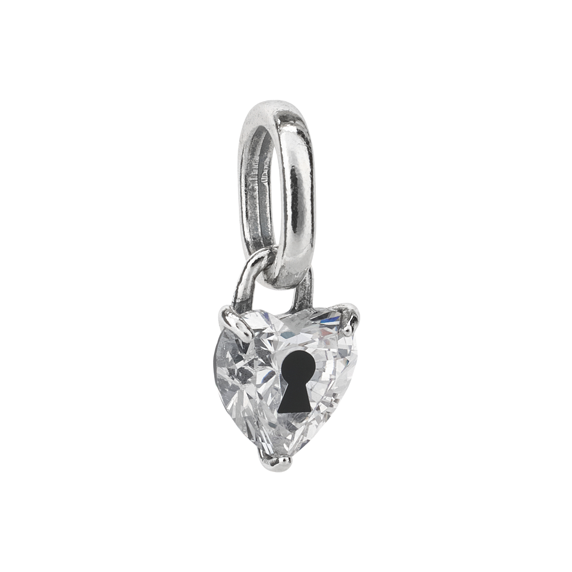 793086C01 (W) Pandora ME Keyhole Heart Mini Dangle Charm Sterling Silver Black