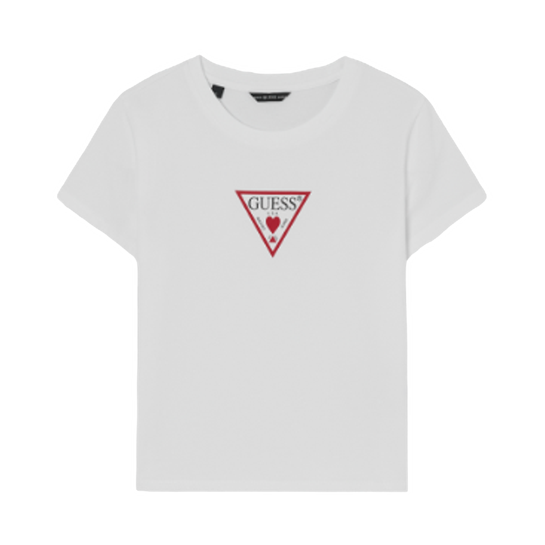 (W) 게스 트라이앵글 러브 티셔츠 화이트((W) GUESS Triangle Love Tee White)