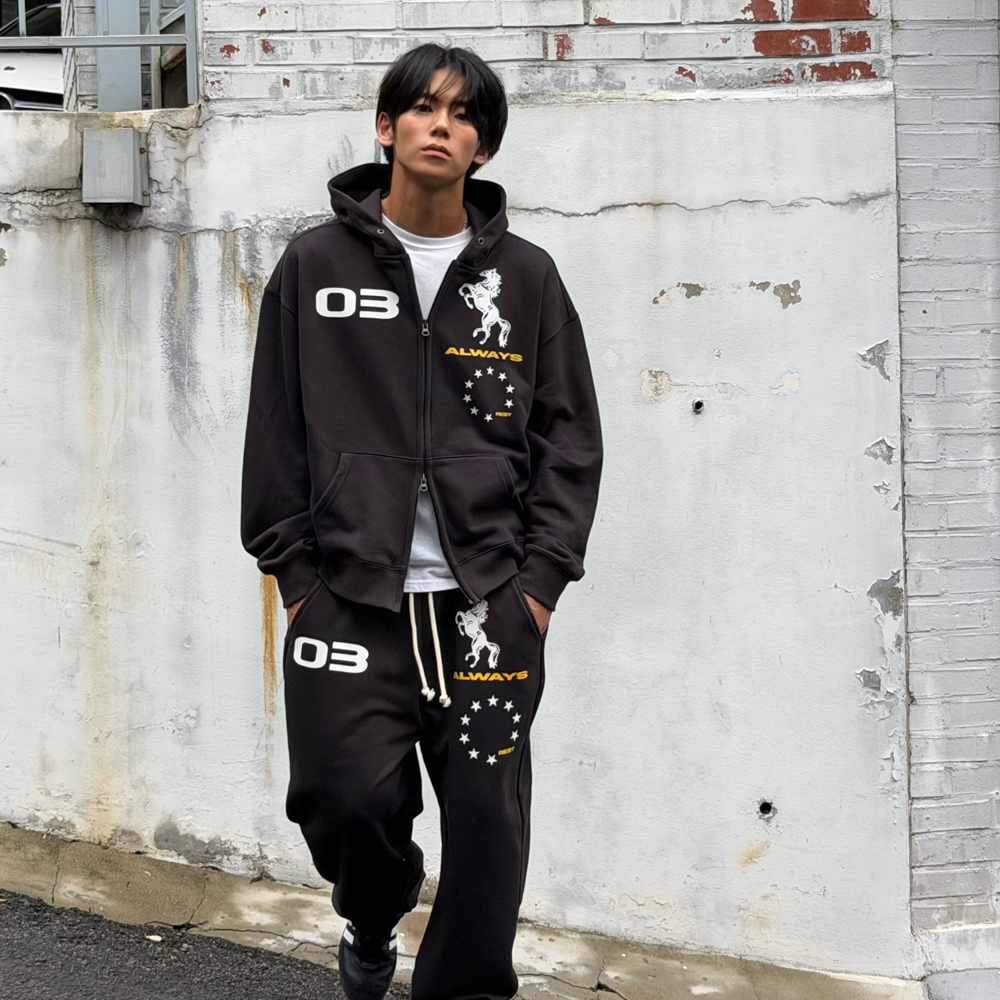 아모우 홀스 후디 집업 블랙(AMOU Horse Hoodie Zip-up Black) - 6