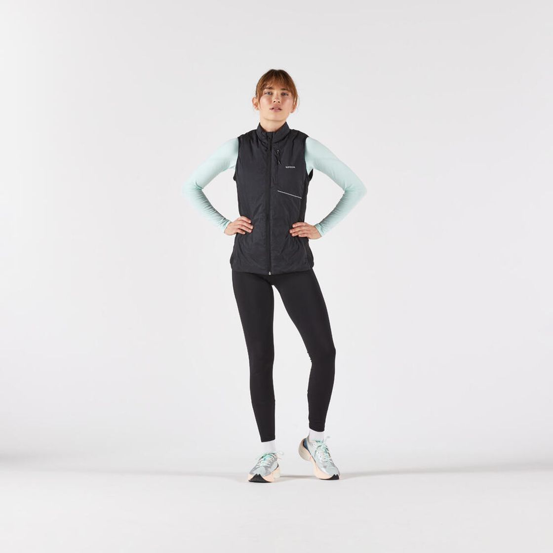 데카트론 여성 러닝 패딩 베스트 런 웜 500 스모크 블랙(Decathlon Women's Running Padded Vest Run Warm 500 Smoke Black) - 3