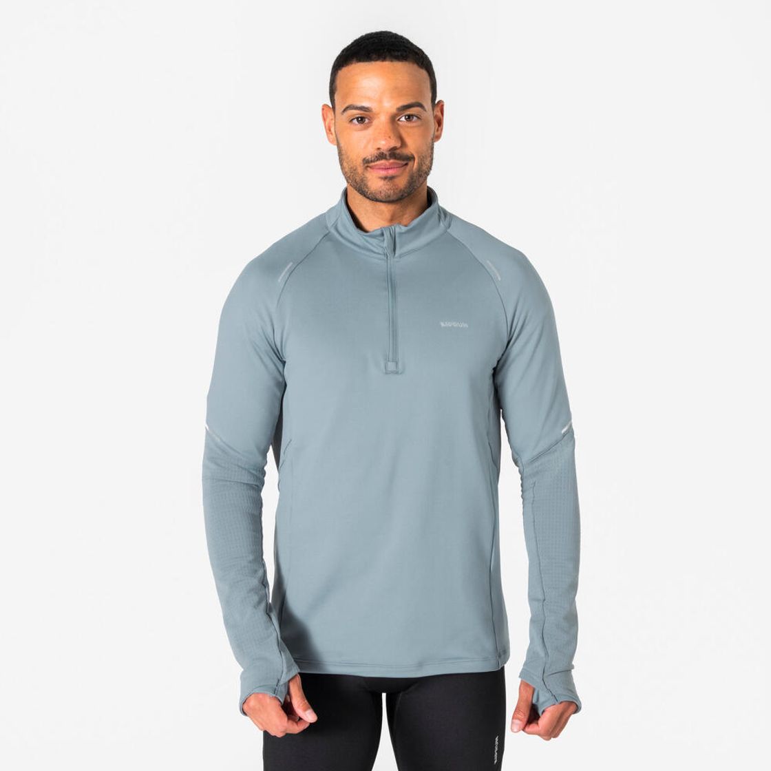 데카트론 남성 하프집 러닝 긴팔 티 런 웜 500 리버 그레이(Decathlon Men's Half-Zip Running Long Sleeve T-Shirt Run Warm 500 River Grey) - 2