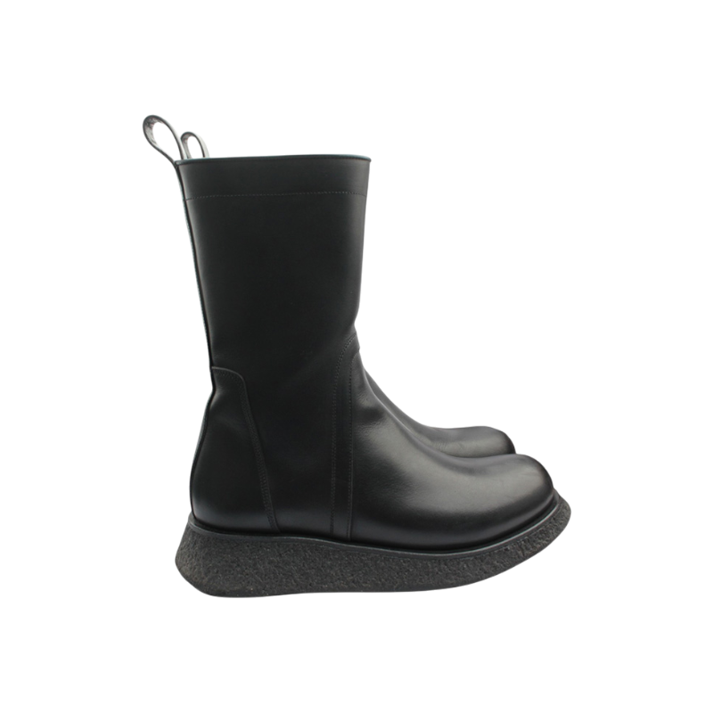 ITE2KFSO7GWF Rick Owens Black Leather Wedge Heel Mid Boots