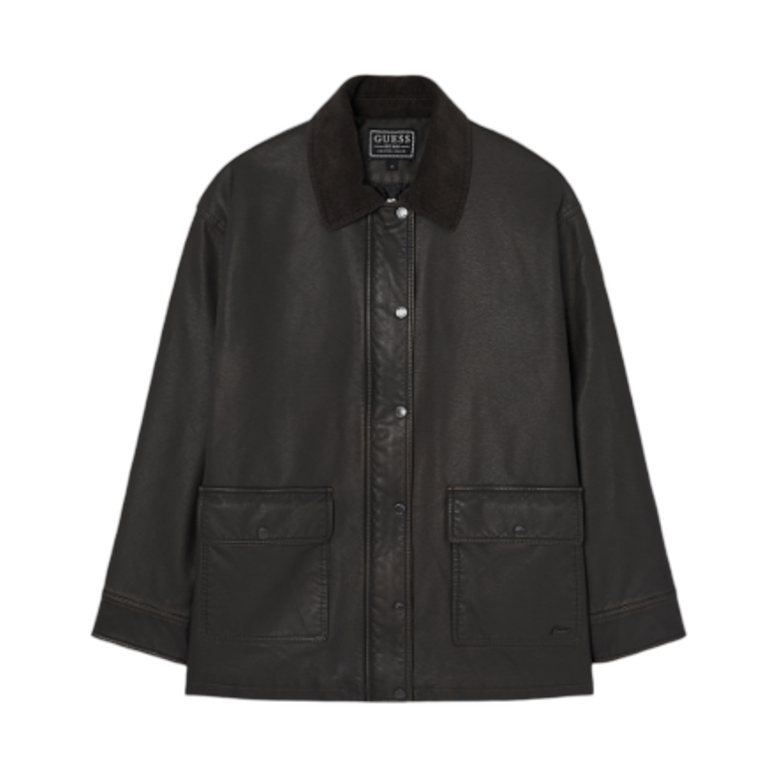 (W) 게스 중힙 퀼팅 가죽 재킷 브라운((W) GUESS Mid Rise Quilted Leather Jacket Brown) - 1