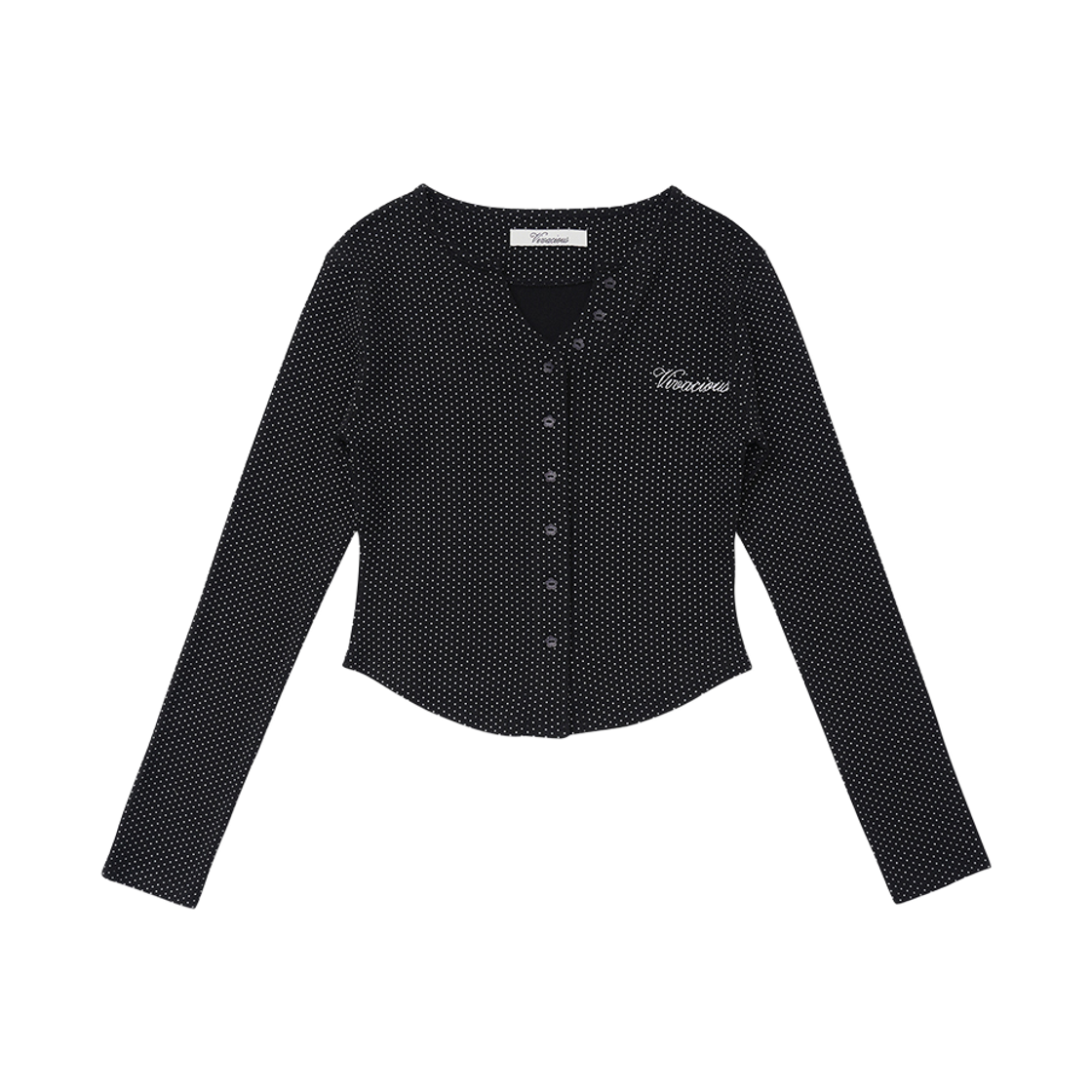 VV61CD02BK 비바셔스 Camille Flower Button Cardigan BLACK