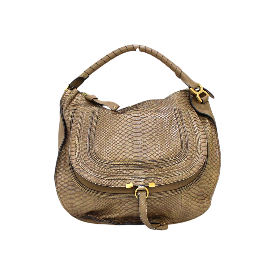 IT4CC7MA9M7P Chloe Light Brown Marcie Large Python Tote Bag