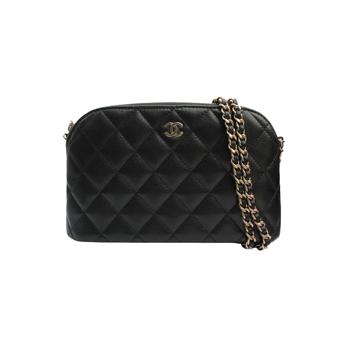 ITOBR78KA5AK Chanel Classic Half Moon Black Champagne Gold Crossbody Bag