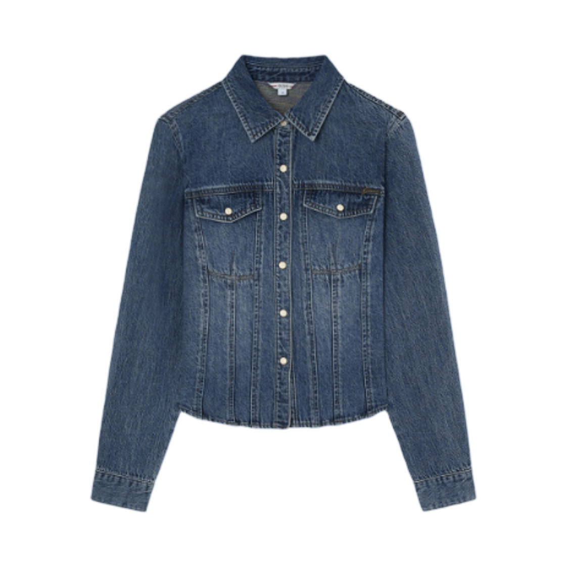 (W) 게스 절개 라인 셔츠 다크 블루((W) GUESS Panel Line Shirt Dark Blue)