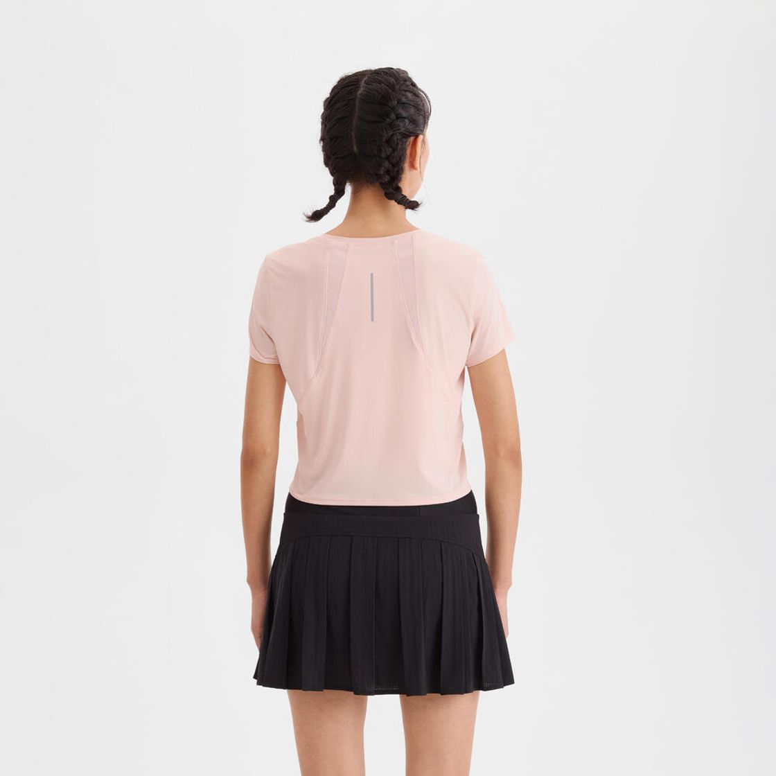 데카트론 여성 러닝 크롭 반팔 티 런 드라이 500 쿼츠 핑크(Decathlon Women's Running Cropped Short Sleeve T-Shirt Run Dry 500 Quartz Pink) - 3
