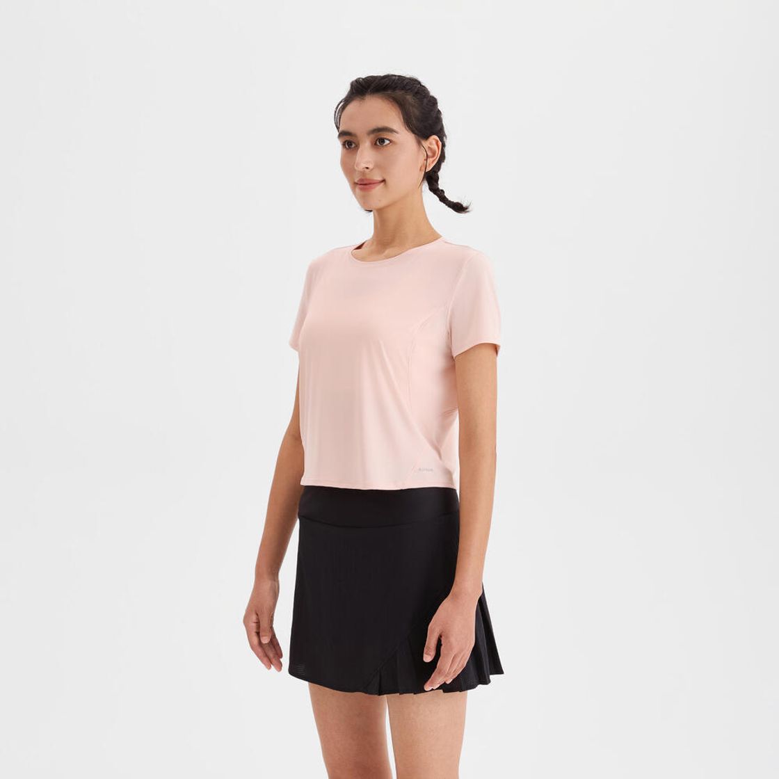 데카트론 여성 러닝 크롭 반팔 티 런 드라이 500 쿼츠 핑크(Decathlon Women's Running Cropped Short Sleeve T-Shirt Run Dry 500 Quartz Pink) - 4