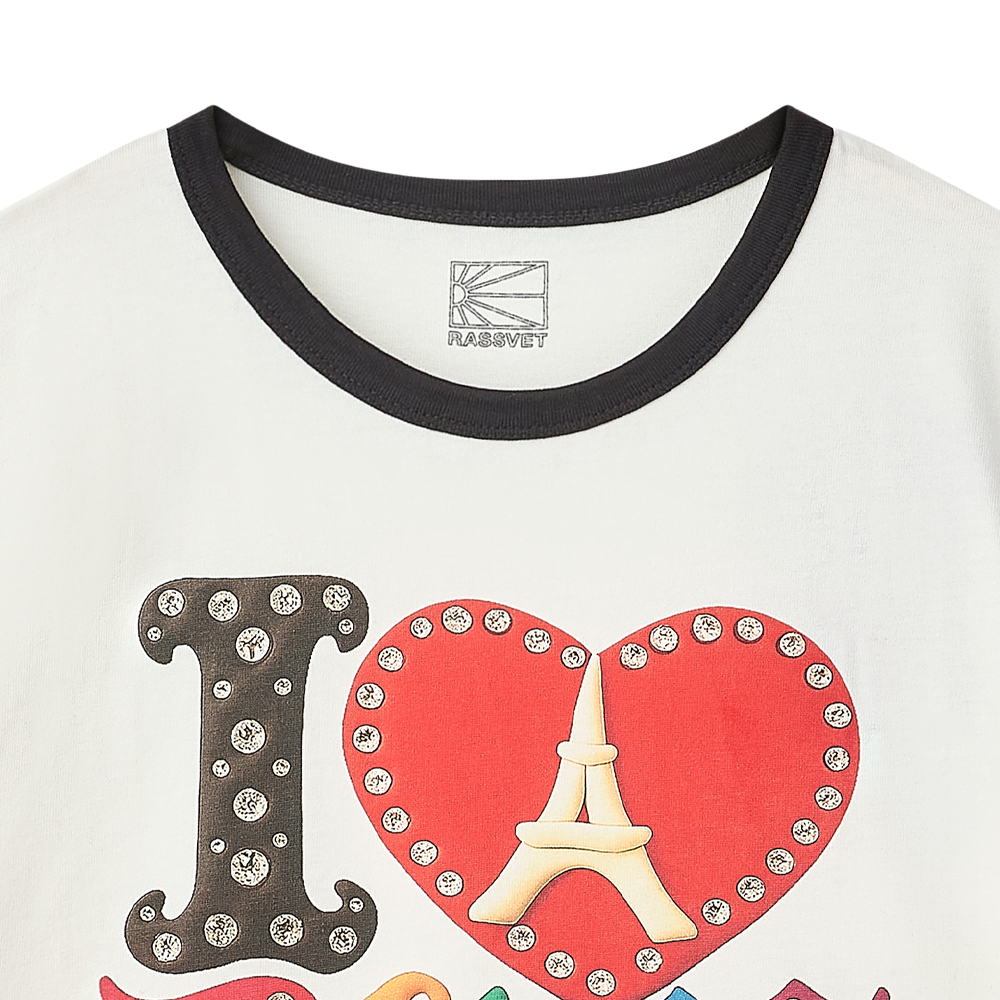 라스벳 주얼 링거 티셔츠 오프 화이트 - 26FW(Rassvet Jewel Ringer Tee Shirt Off White - 26FW) - 3