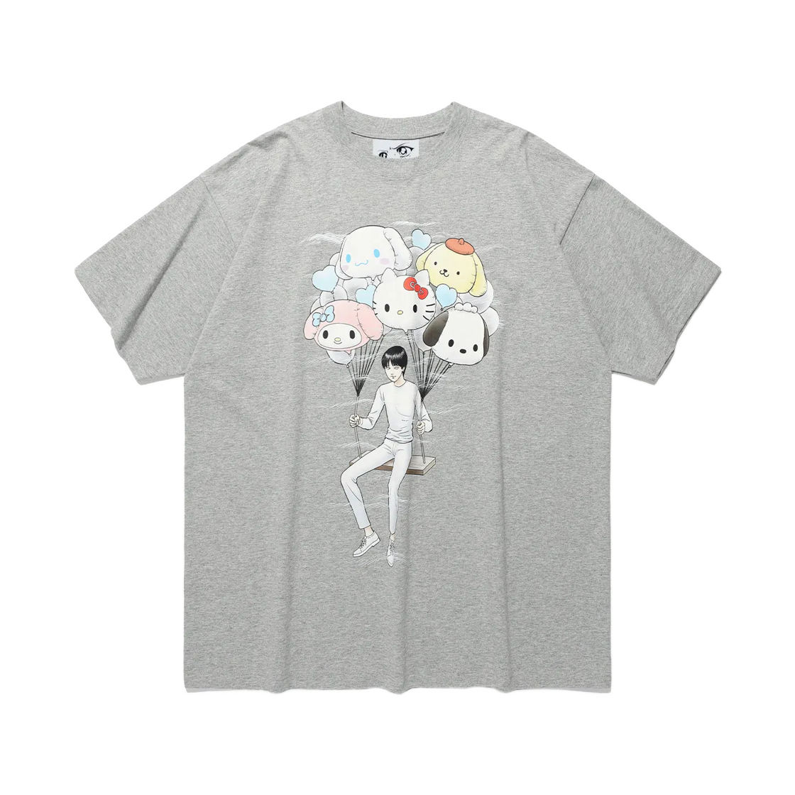 나이스고스트클럽 x 이토 준지 x 산리오 캐릭터즈 빅 빅 티셔츠 그레이(Niceghostclub x Junji Ito x Sanrio Characters Big Big T-Shirt Grey) - 1