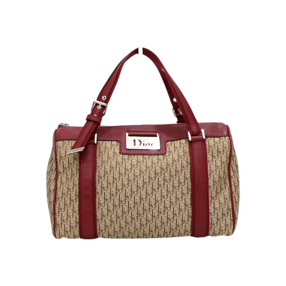 IT6TJMSUVR8W Dior Vintage Oblique Jacquard Diorissimo Red Boston Tote Bag