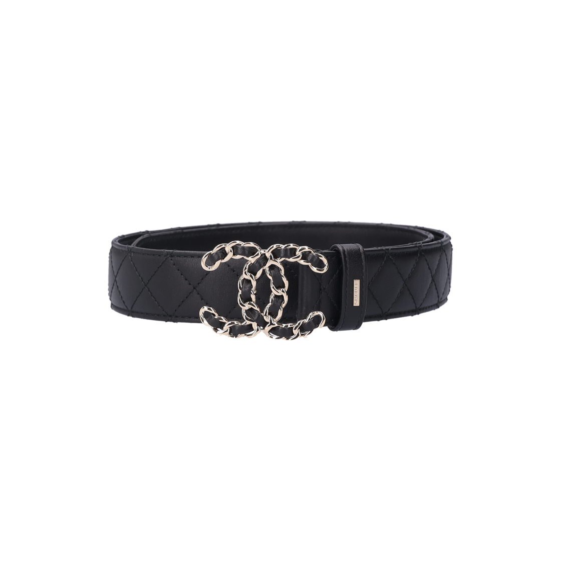 IT8LIBQDO2B9 Chanel Belt in Calfskin & Black Gold Metal
