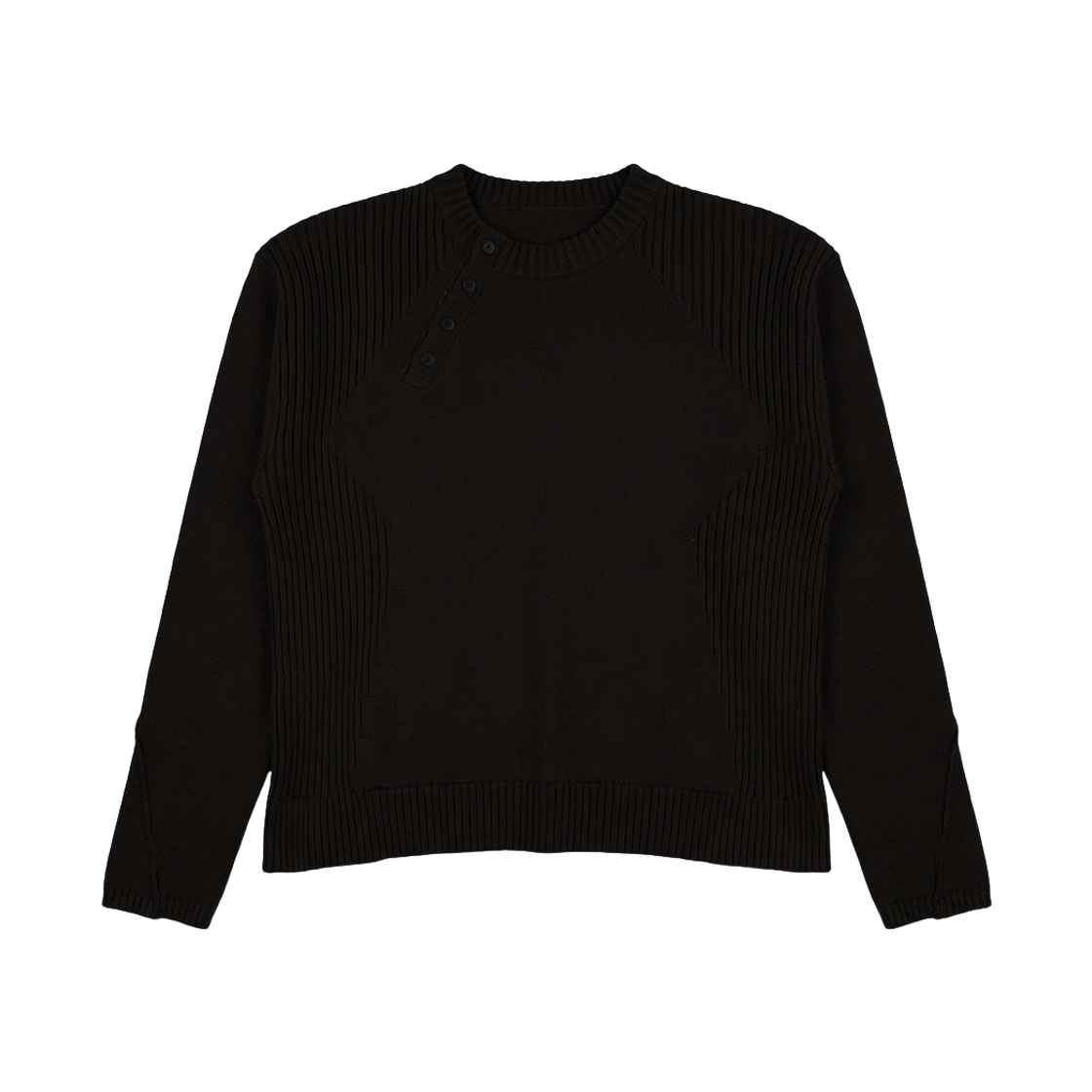 비엘알 페이디드 빈티지 헨리 니트 스웨터 블랙(BLR Faded Vintage Henley Knit Sweater Black) - 1