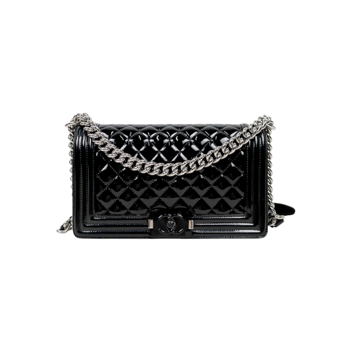 ITU8IP9LG8H8 Chanel Black Medium Patent Boy Bag