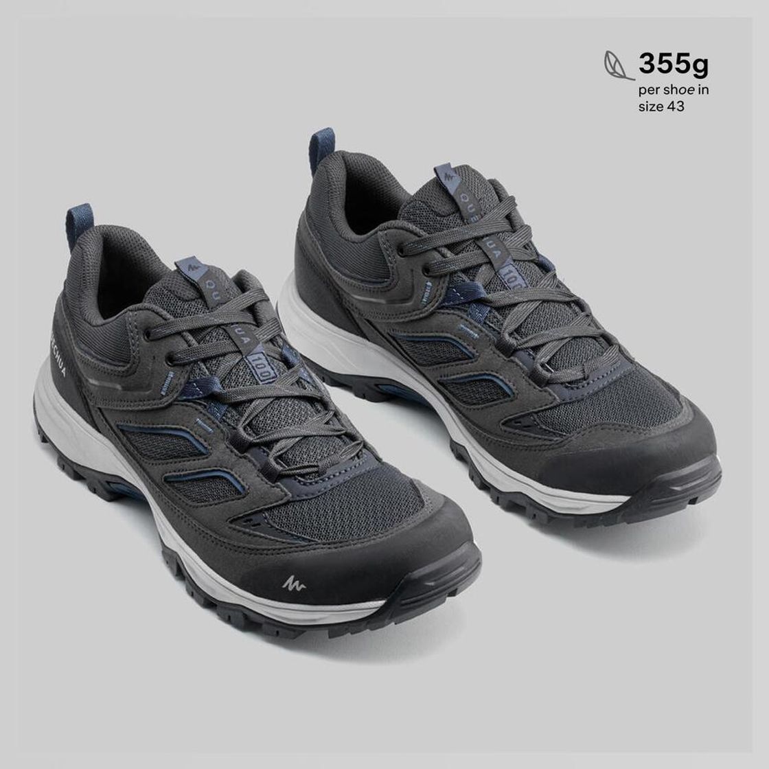 데카트론 남성 단목 등산화 MH100 카본 그레이(Decathlon Men's Low-Cut Hiking Shoes MH100 Carbon Grey) - 3