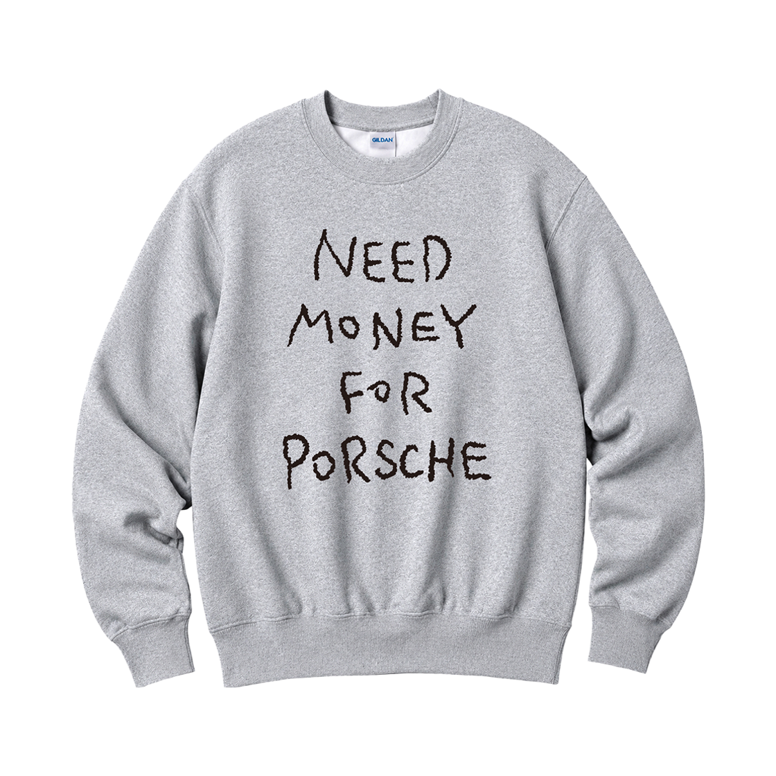 88000_copy Gildan X Vintage Collection NEED MONEY FOR PORSHCE Crewneck Sweat shirt Grey