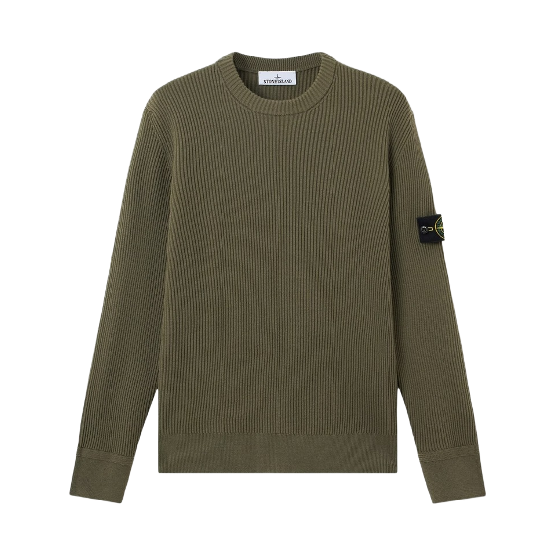L2S1551000-53S00C2-V005G Stone Island 5100053 Full Rib RWS Wool Regular Fit Crewneck Jumper with Fine Ribbed Trims Military Green - 26FW
