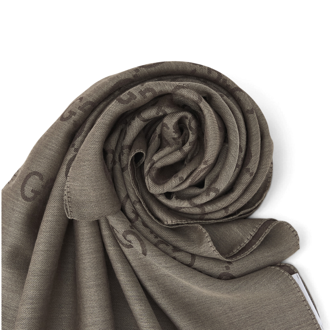 (W) 구찌 GG 울 실크 자카드 스카프 다크 브라운((W) Gucci GG Wool Silk Jacquard Scarf Dark Brown) - 5
