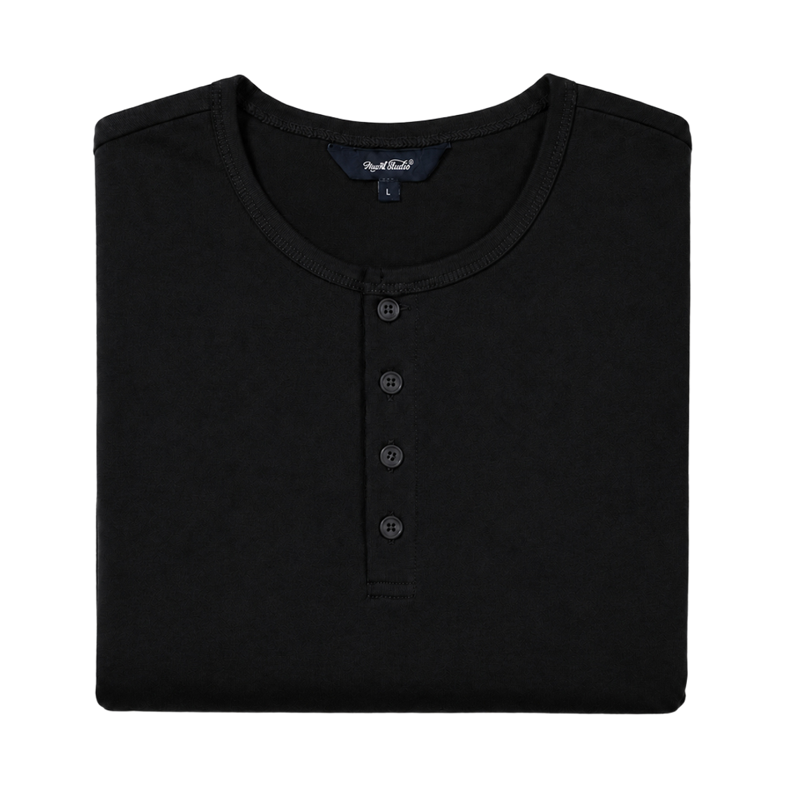 누아트 스튜디오 오리진 헨리넥 긴팔 티셔츠 블랙(NUART STUDIO Origin Henley Neck Long Sleeve T-Shirt Black) - 2