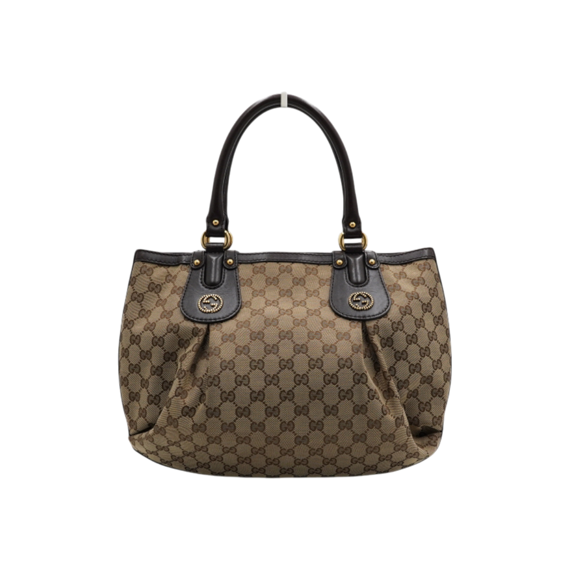 ITW39AQMOOID Gucci GG Stud Logo Canvas Tote Bag