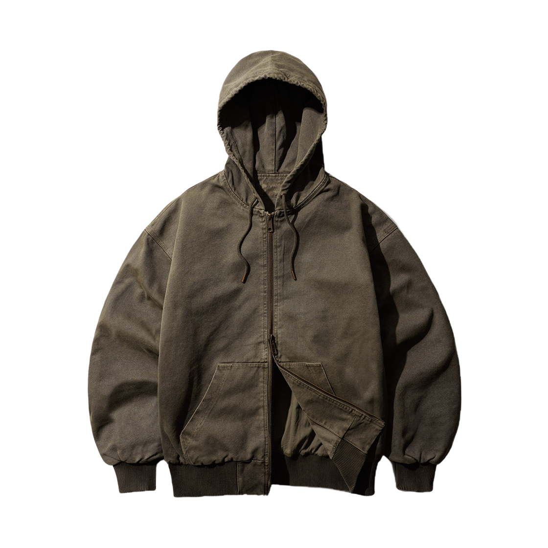 YKOT1482_brown_29 FP142 Worker pigment dyed hoodie jacket brown YKOT1482