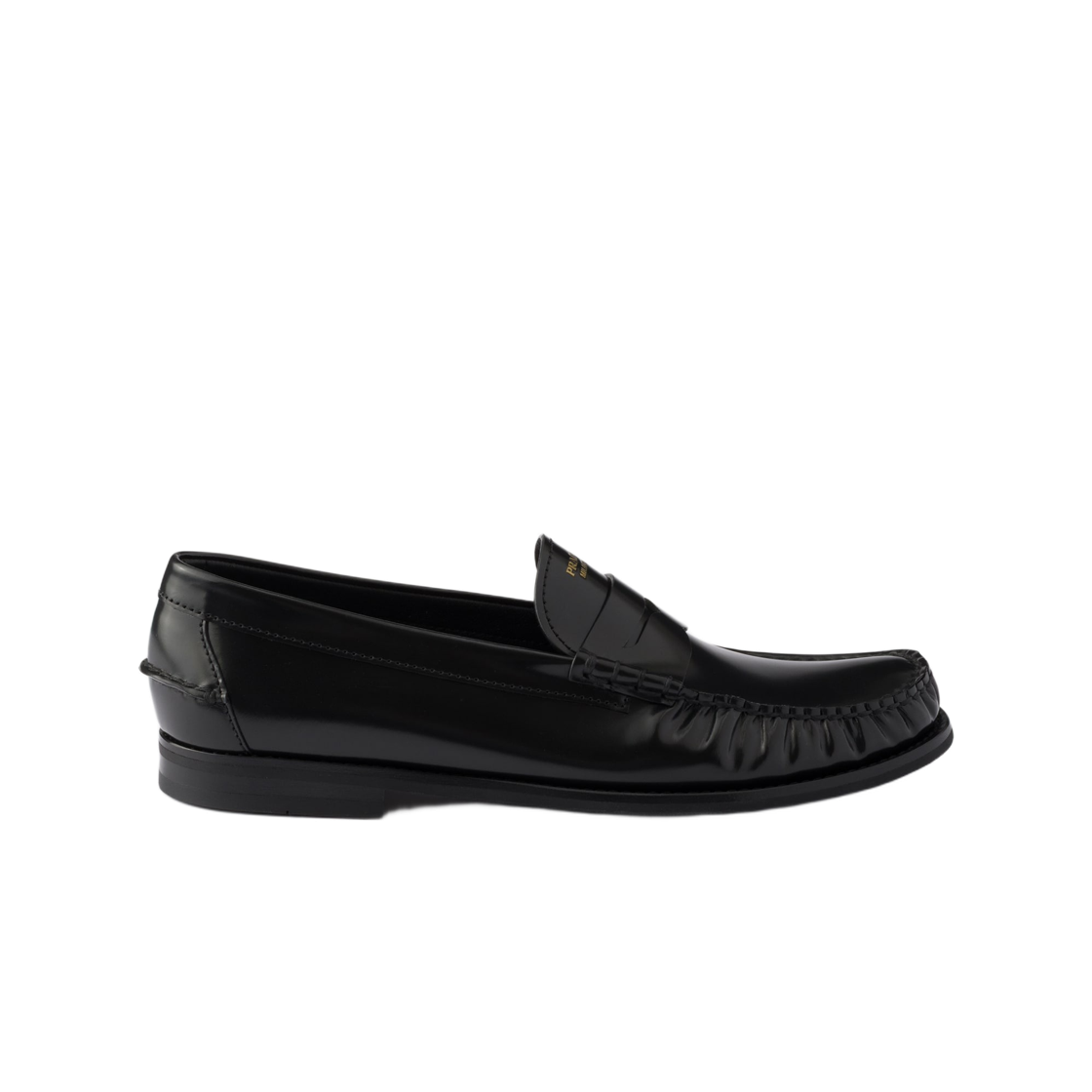 2DB239-055-F0002 Prada Brushed Leather Loafers Black
