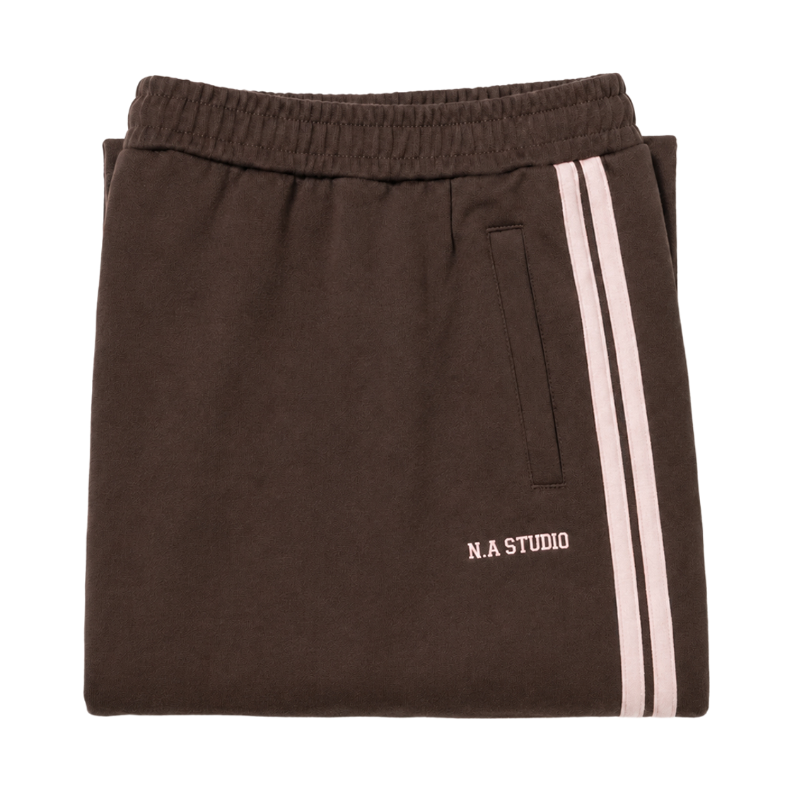 누아트 스튜디오 보더라인 세미 와이드 원턱 팬츠 브라운/핑크(NUART STUDIO Borderline Semi-Wide One-Tuck Pants Brown/Pink) - 2