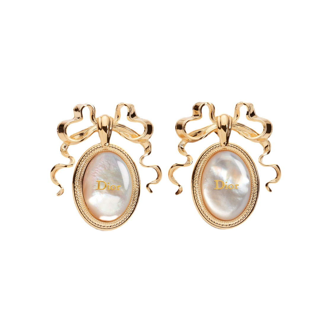 E4617WOMMP-D301 (W) Dior Medaillon Earrings Gold Finish Metal And Mother Of Pearl Gold White