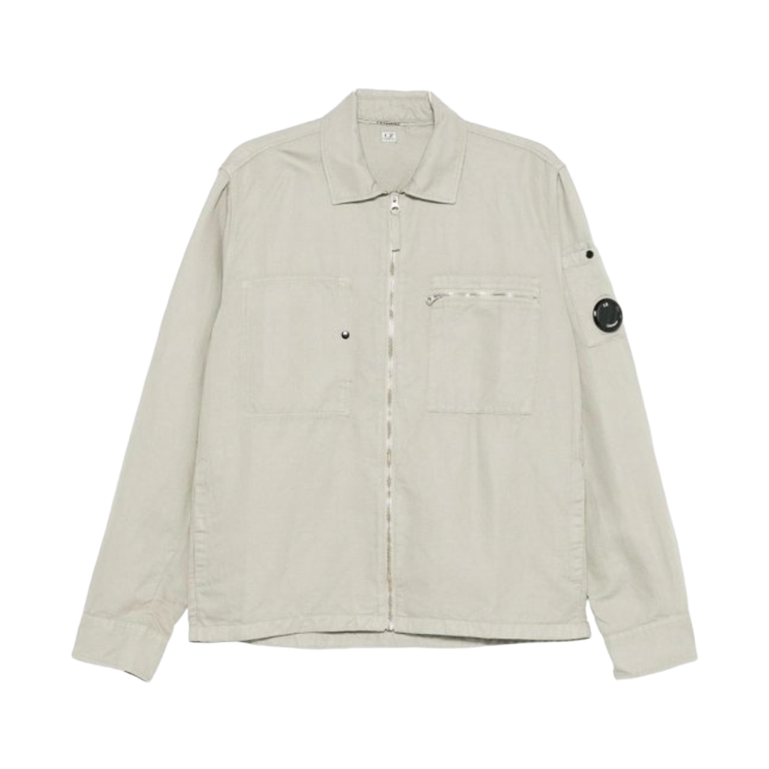 20CMOS226A110626G904 C.P. Company Cotton/Linen Lens Zip Overshirt Dove Grey - 26SS