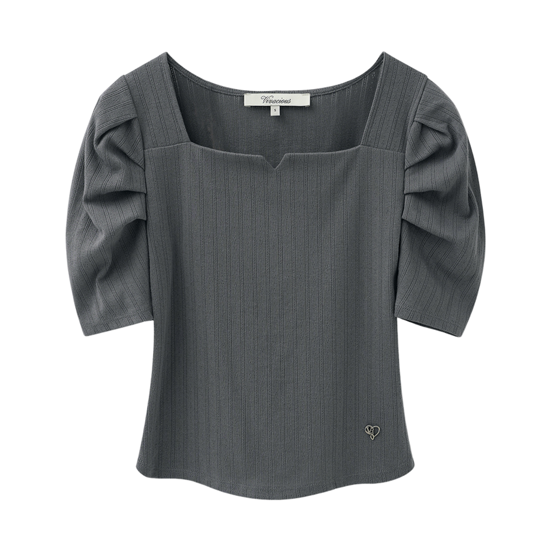 VV62TS01CH VIVACIOUS Charlie Punching Square Puff Tee Charcoal