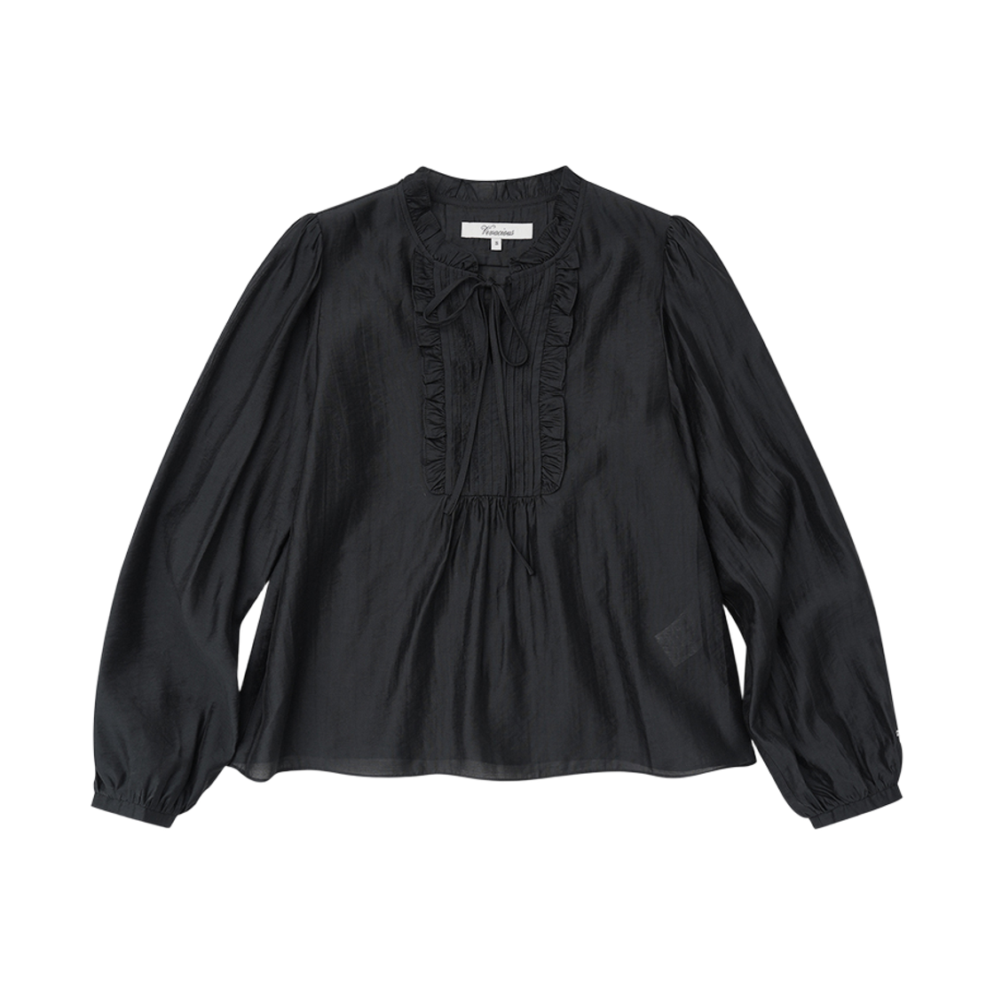 비바셔스 리앙 프릴 핀턱 블라우스 블랙(VIVACIOUS Lien Frill Pintuck Blouse BLACK)