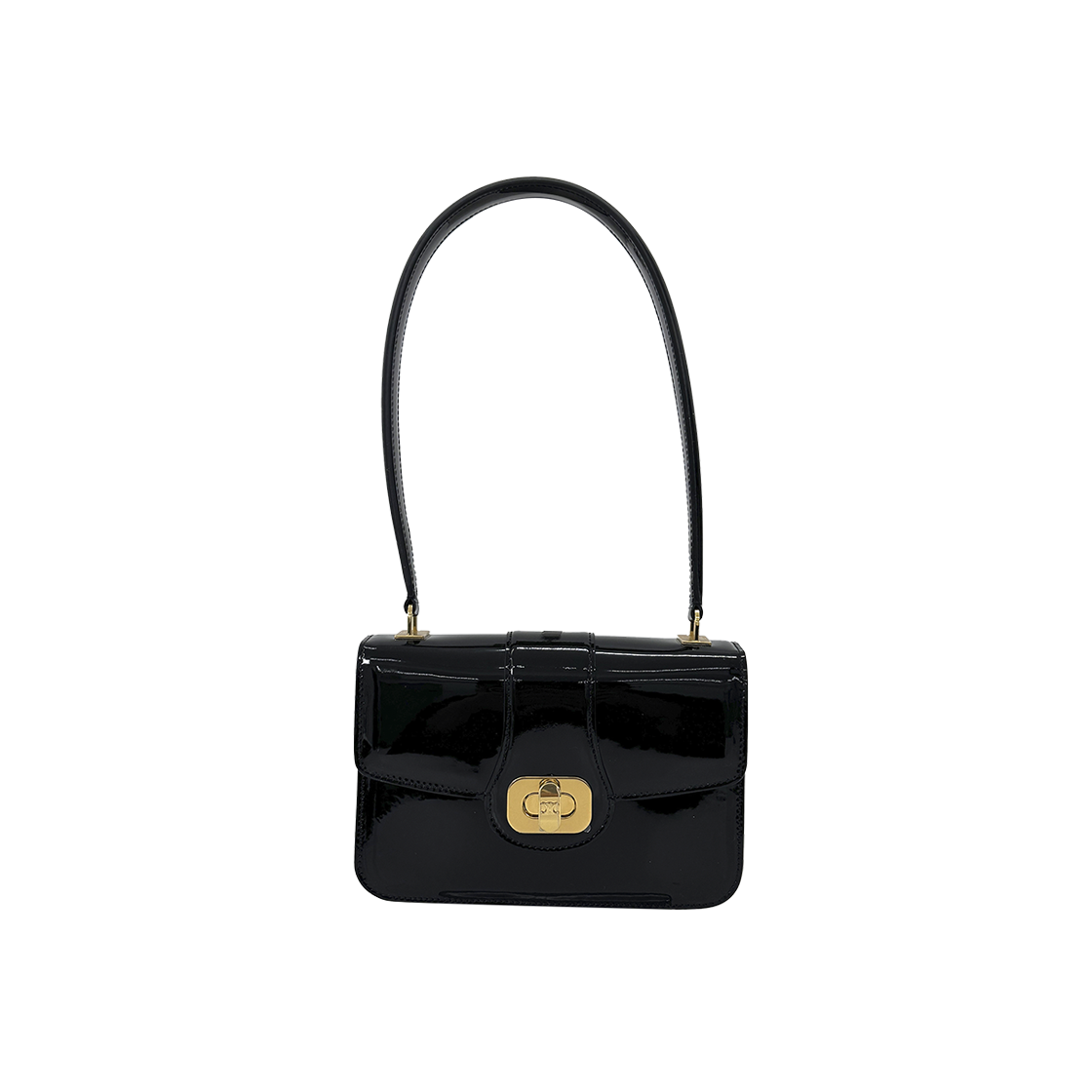 IT2RIHGVF6I4 Celine Patent Calfskin Josephine Shoulder Bag Tin Black