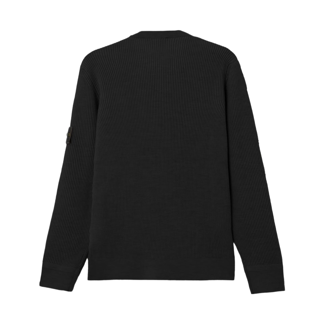 스톤 아일랜드 5100053 파인 립드 트림 풀 립 RWS 울 레귤러 핏 크루넥 점퍼 블랙 - 26FW(Stone Island 5100053 Full Rib RWS Wool Regular Fit Crewneck Jumper with Fine Ribbed Trims Black - 26FW) - 2