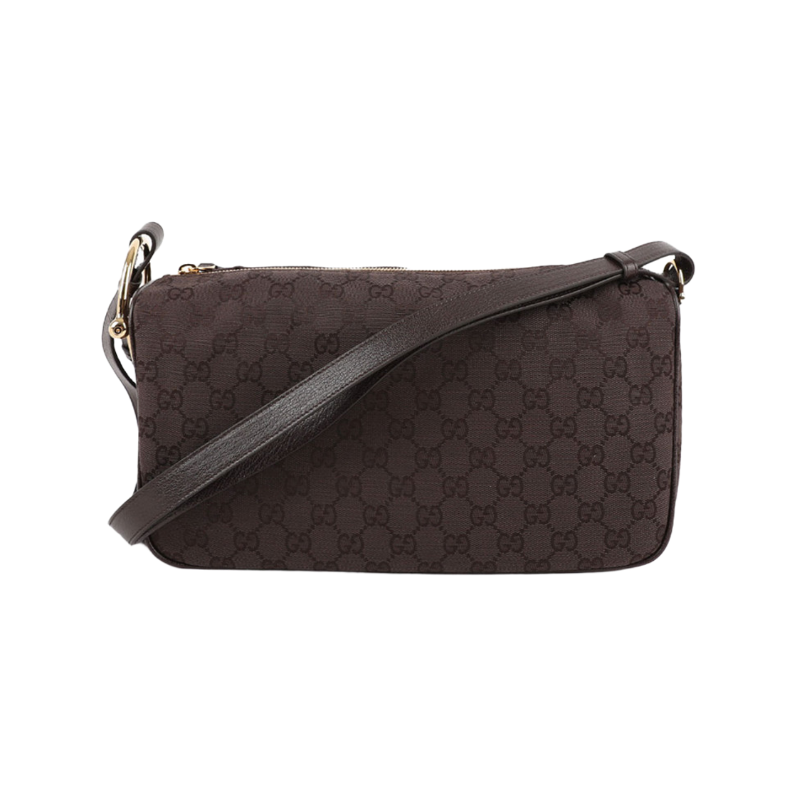 860787-FAFV2-2140 Gucci Half Horsebit Medium Shoulder Bag Dark Brown