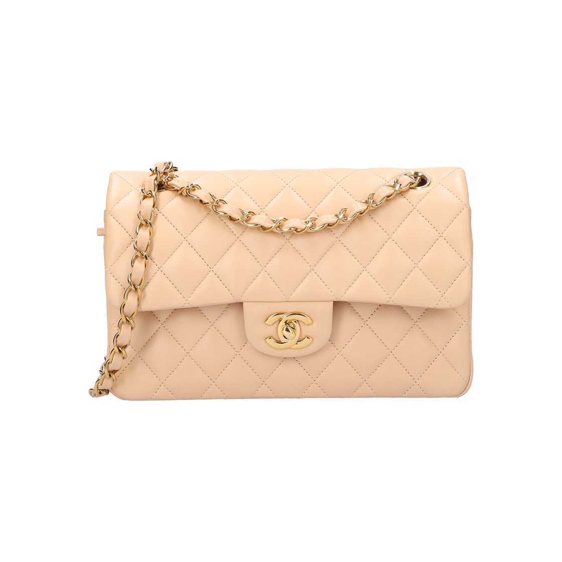 IT79LGB2SHAB Chanel Classic Small Flap Bag Beige