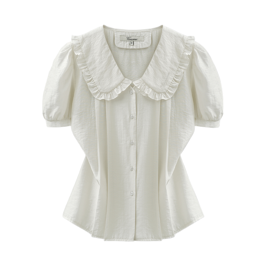 VV62BL02WH VIVACIOUS Soir Big Collar Frill Blouse WHITE