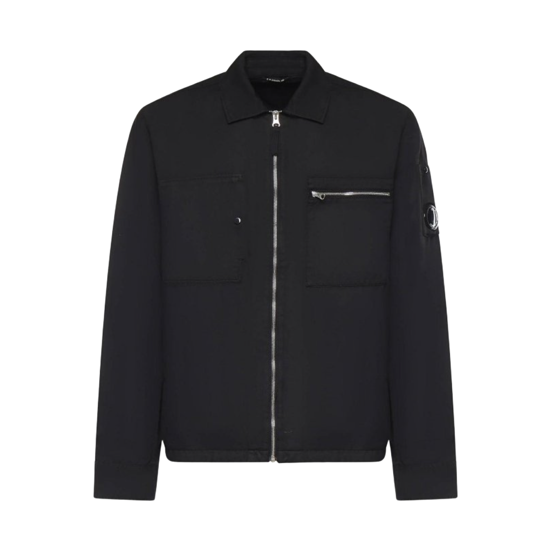 20CMOS226A110626G999 C.P. Company Cotton/Linen Lens Zip Overshirt Black - 26SS