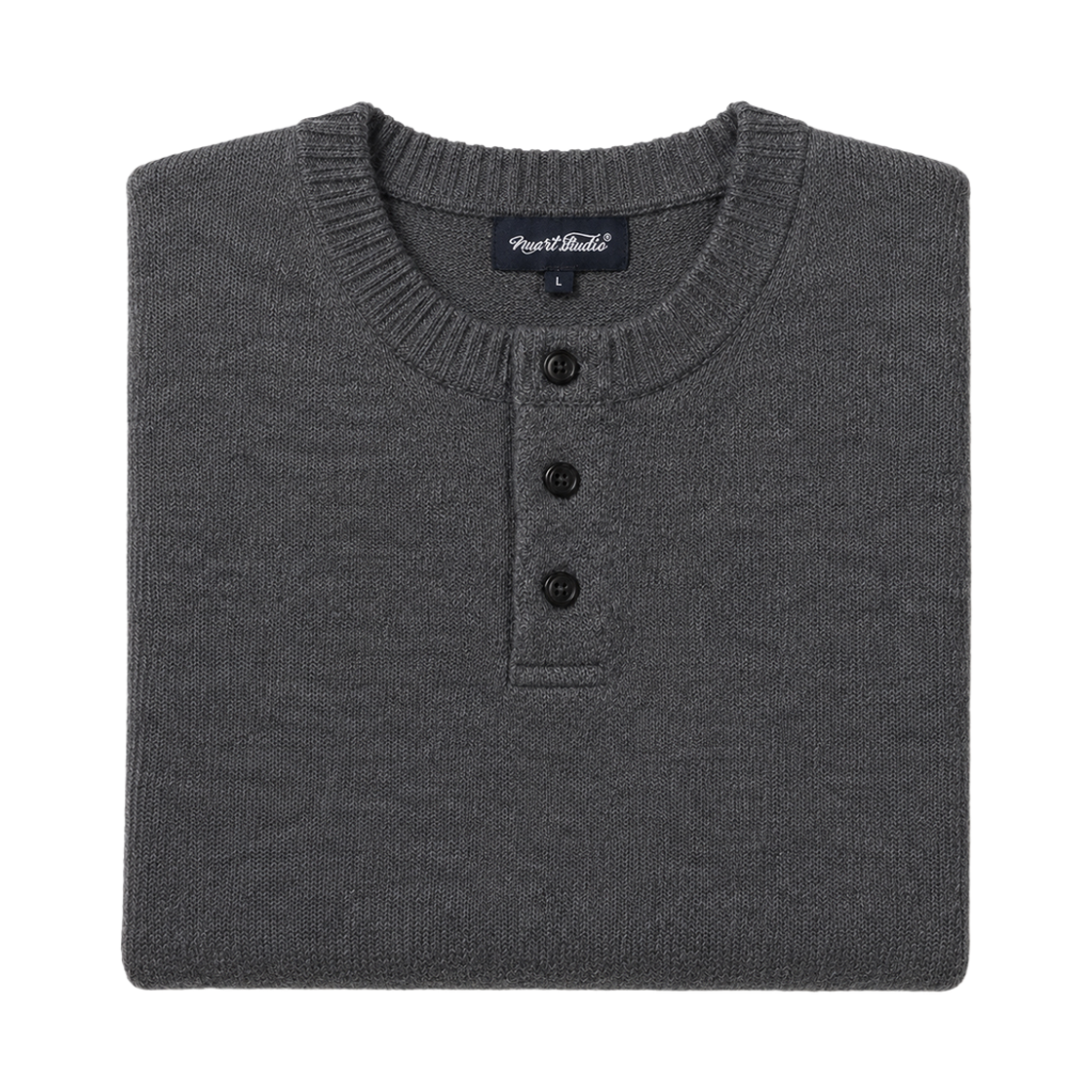 누아트 스튜디오 아르보 헨리넥 니트 헤더그레이(NUART STUDIO Arbo Henley Neck Knit Heather Gray) - 2