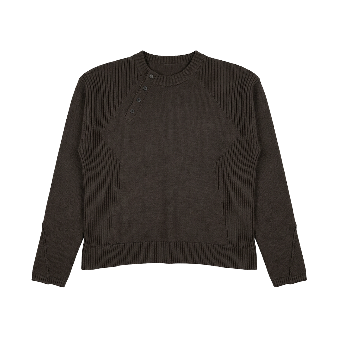 비엘알 페이디드 빈티지 헨리 니트 스웨터 카키(BLR Faded Vintage Henley Knit Sweater Khaki)