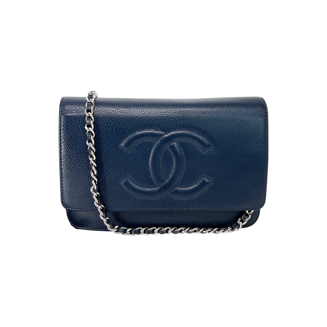 ITFUDCLHIO4I Chanel CC Logo WOC Chain Crossbody Bag Navy