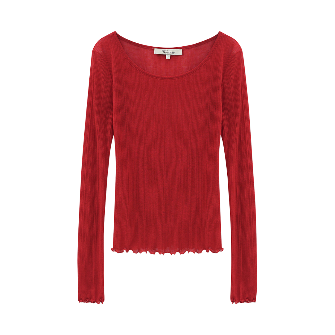 비바셔스 메로우 시스루 골지 티 레드(VIVACIOUS Merrow See-through Golji Tee RED) - 2