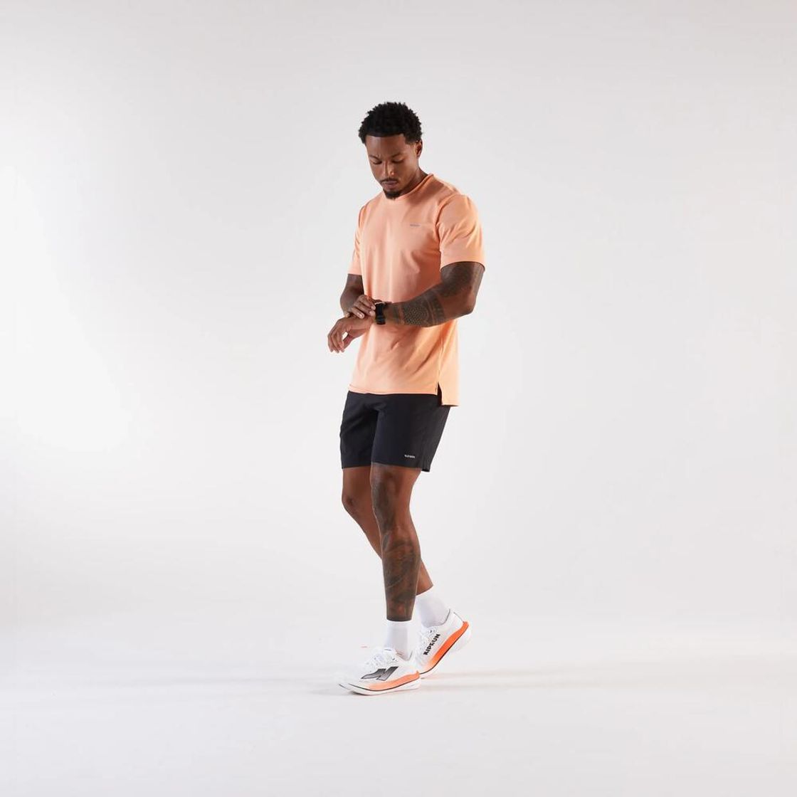 데카트론 남성 러닝 반팔 티 런 드라이 500 피치 오렌지(Decathlon Men's Running Short Sleeve T-Shirt Run Dry 500 Peach Orange) - 9
