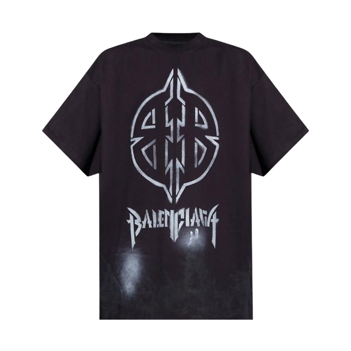 787349TQVT19034 Balenciaga Metal BB Stencil Oversize Logo T-Shirt Black