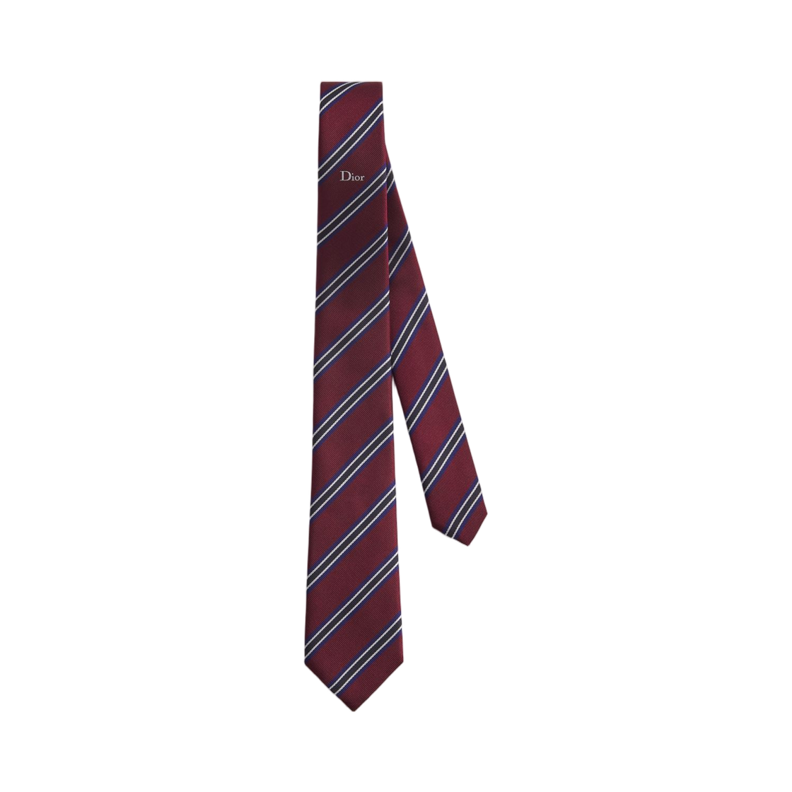 68C1047B6K34-C370 Dior Regimental Tie Silk Burgundy Navy Blue Black White