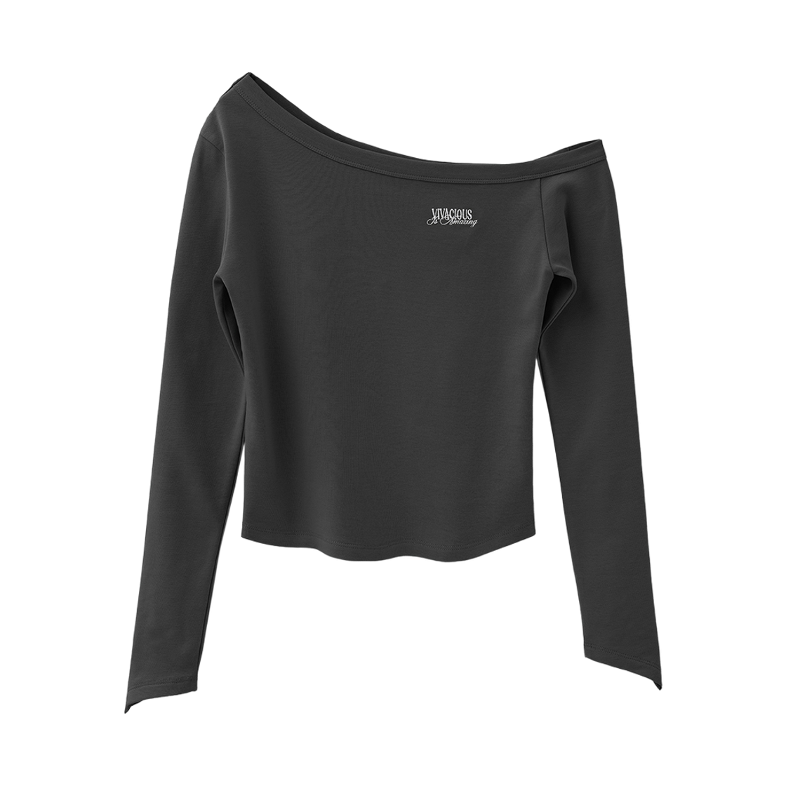 VV61TS01CH VIVACIOUS Vierre Boat Neck Tee CHARCOAL