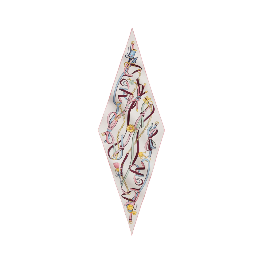 65TD101S6186-C412 (W) Dior Saddle Charm Dior Diamond Scarf Multicolor Silk Twill Pink Multicolor