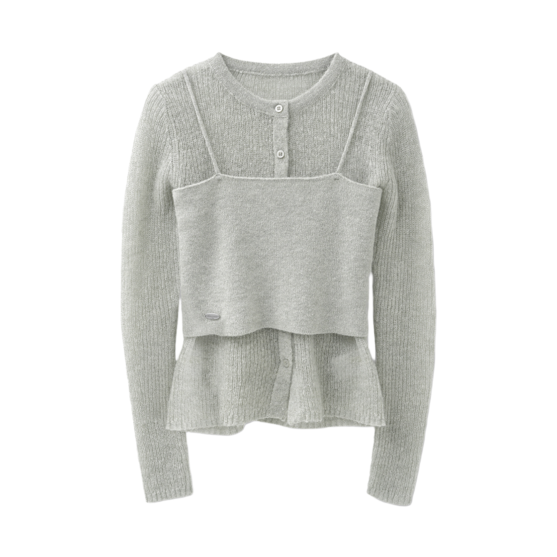 VV61SE03GR VIVACIOUS Bustier Layered Set Knit Cardigan GREY