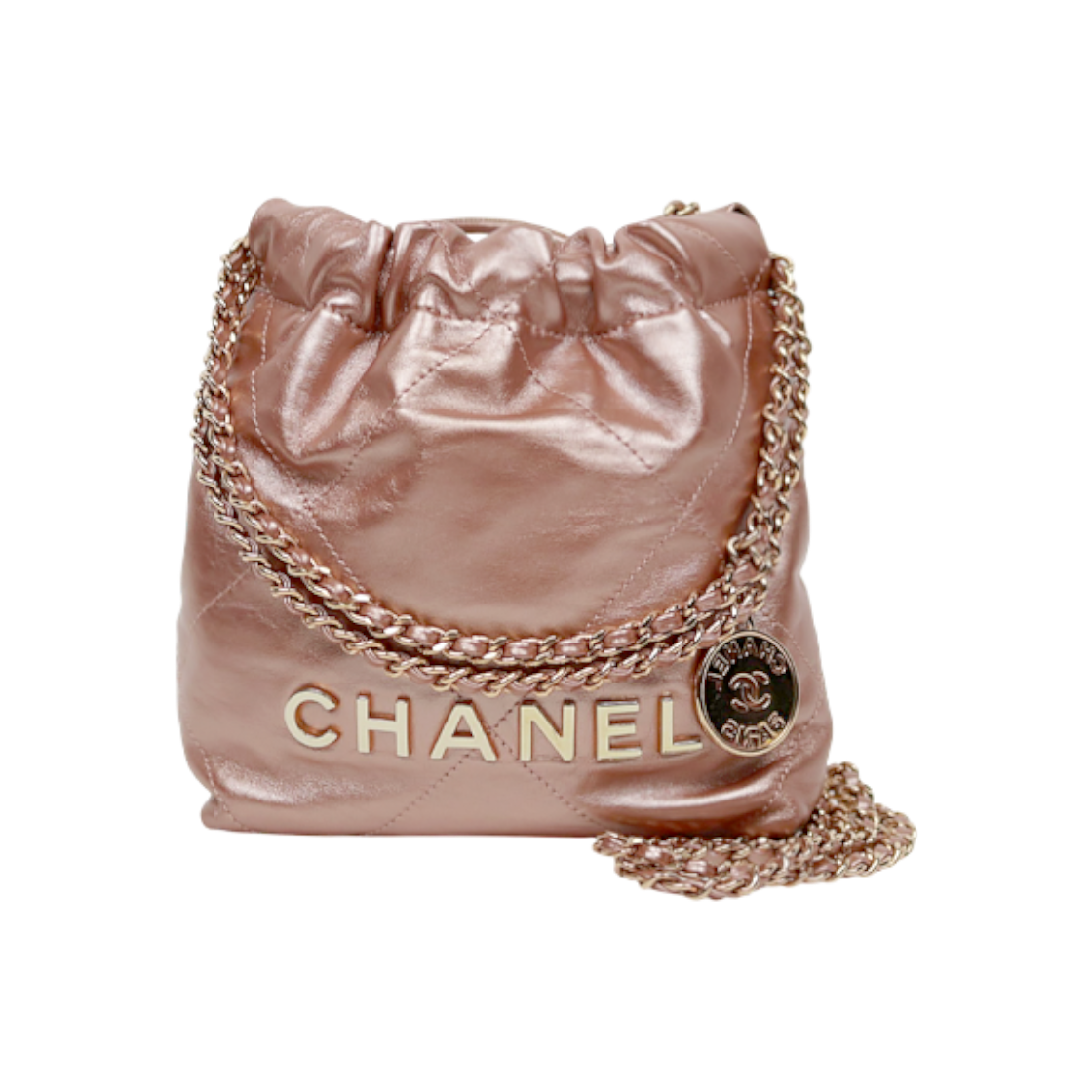ITB8LIQNTKMU Chanel Mini Metallic Pink 22 Shoulder Bag