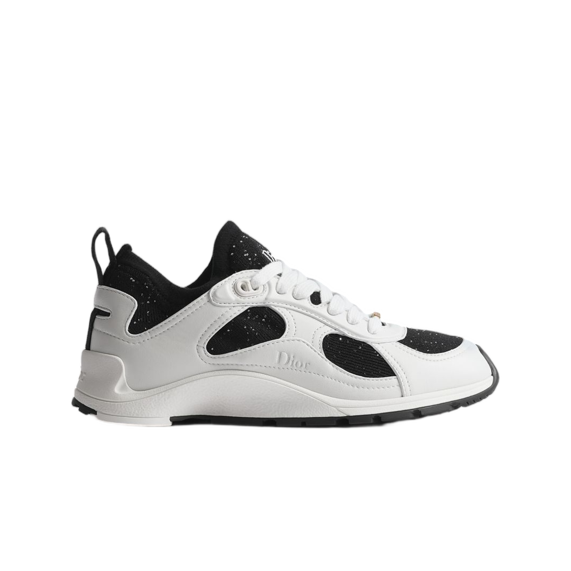 KCK575LPB-S15W (W) Dior Mile Sneaker Lambskin And Sequin Embroidered Knit White Black